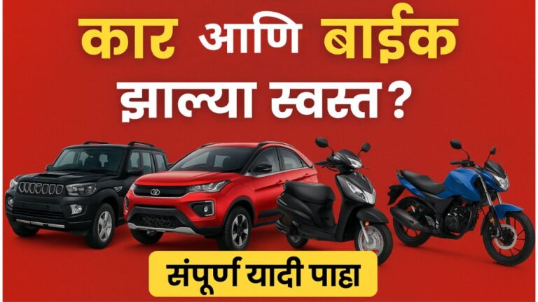 GST 2.0 नंतर कोणत्या कार आणि बाईक झाल्या स्वस्त? संपूर्ण माहिती येथे वाचा – Cheaper Car And Bike List